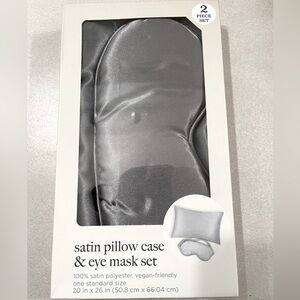 Gray Satin Pillow Case & Eye Mask 2 Piece Set